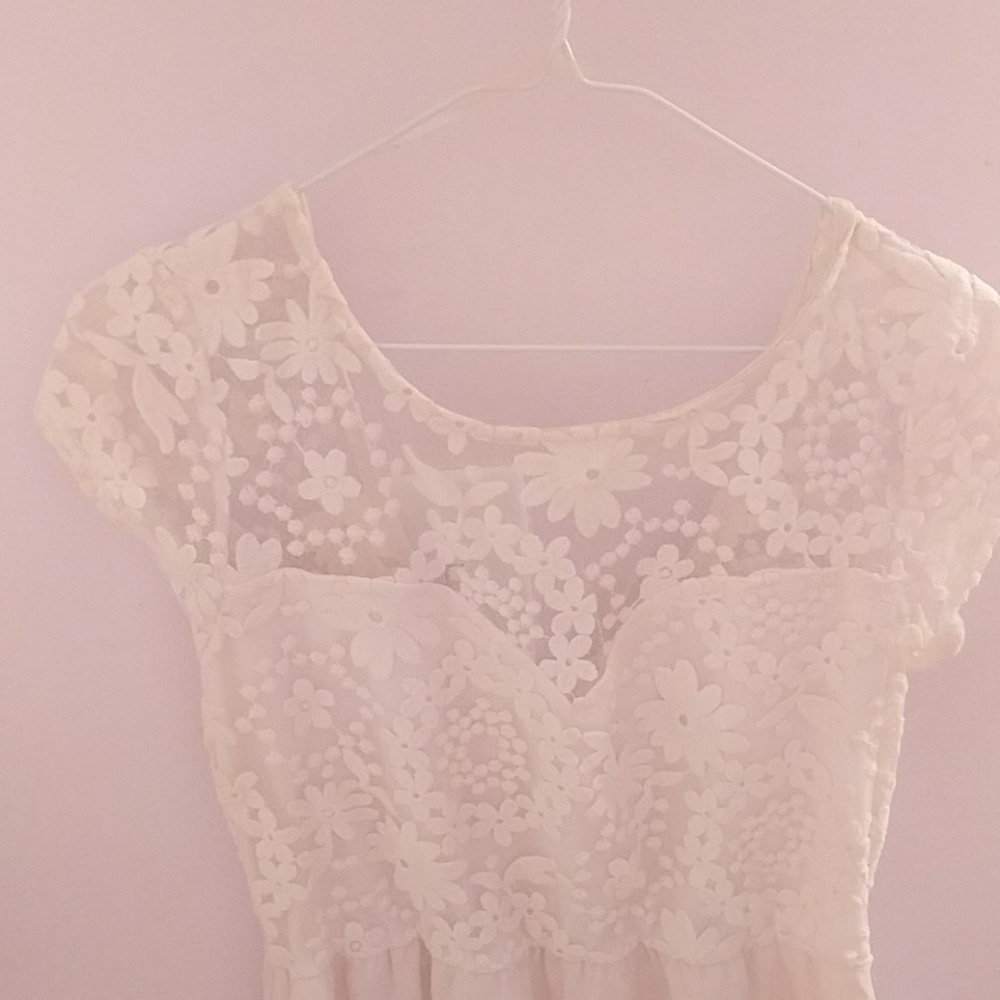 Lace Off- White Mini Dress